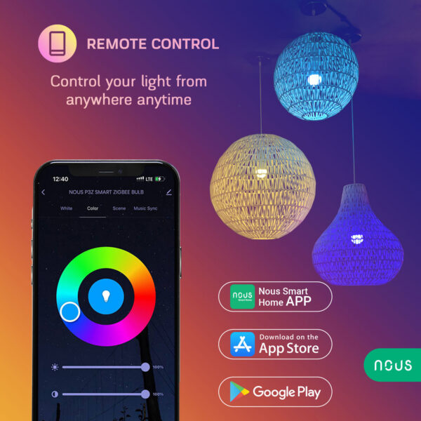 Bec LED RGB Smart NOUS P3Z ZigBee, E27, Control din aplicatie - imagine 7