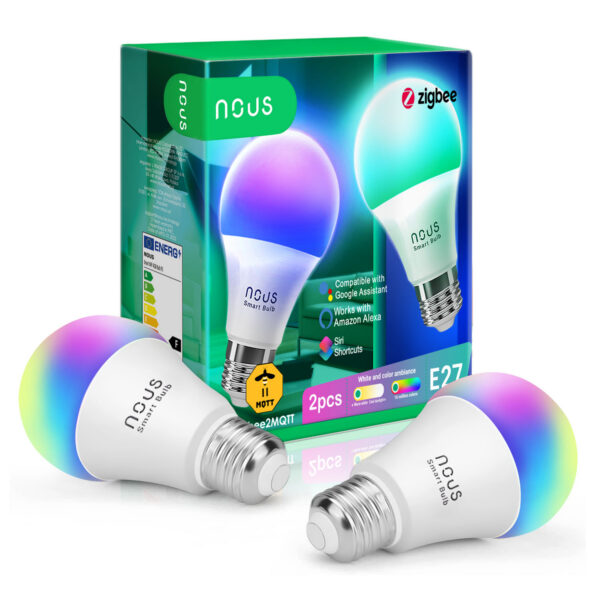 Set 2 becuri LED RGB Smart NOUS P3Z ZigBee, E27, Control din aplicatie - imagine 1