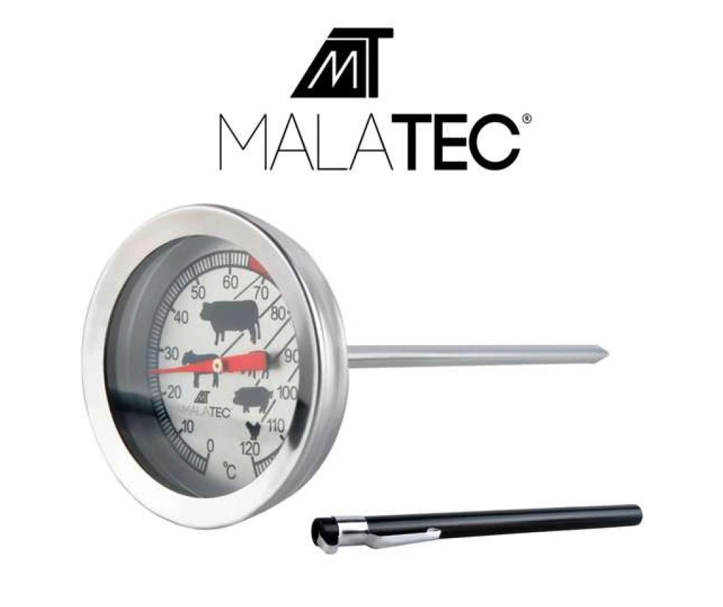 Termometru alimentar cu tija pentru carne, fara mercur, 0-120°C, 5.2x11cm, Inox, Gri