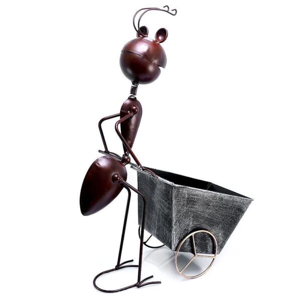 Decoratiune gradina, metalica, furnica cu roaba, 11x37x46 cm - imagine 5