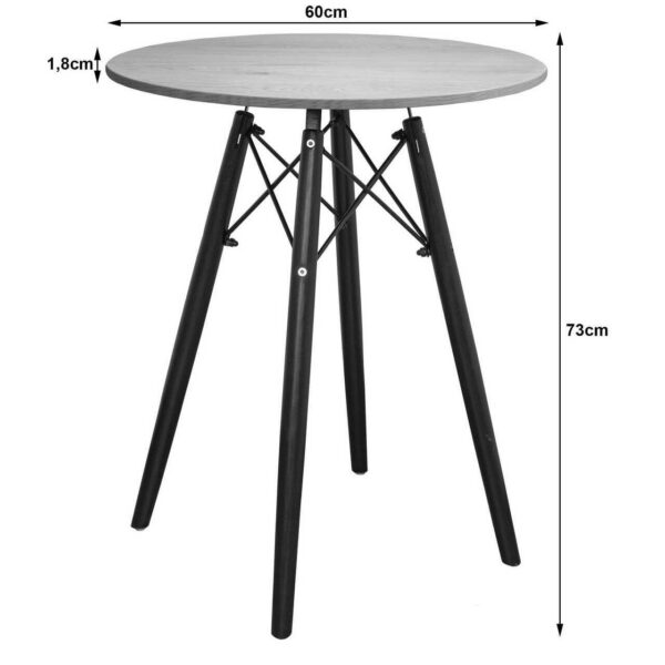 Masa stil scandinav, Artool, rotund, MDF si lemn, natur, 60x73 cm - imagine 10