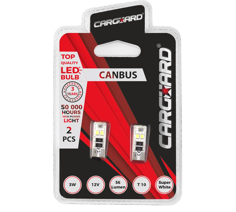 LED pentru interior/portbagaj Carguard CAN102, 56 lumeni, T10, Canbus, 12V, set 2 buc