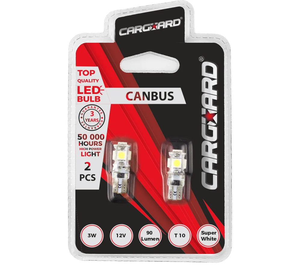 LED pentru interior/portbagaj Carguard CAN105, 90 lumeni, T10, Canbus, 12V, set 2 buc