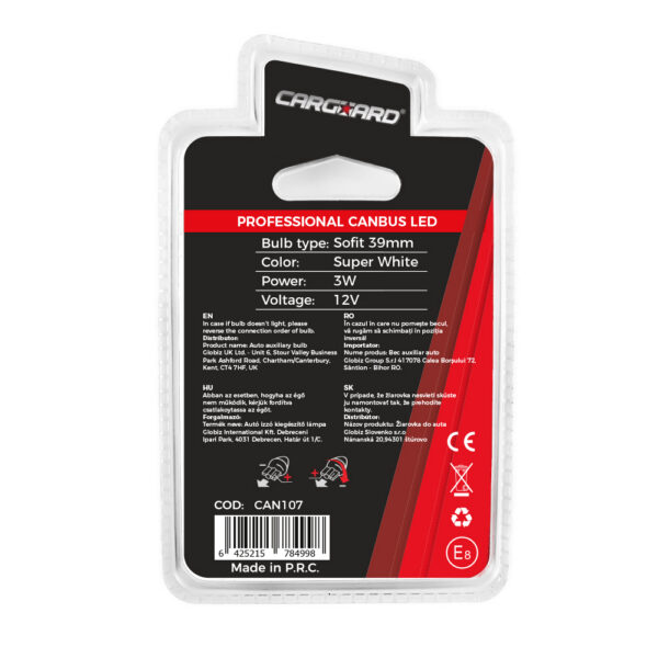 LED sofit pentru plafoniera si numar de inmatriculare Carguard CAN107, 39 mm, 72 lumeni, 12V, set 2 buc - imagine 5