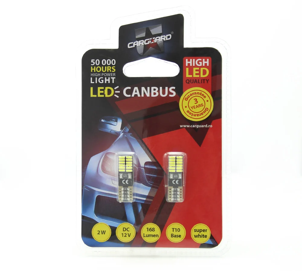 LED pentru iluminat interior/portbagaj Carguard CAN115, set 2 buc, 168 lumeni, T10, Canbus, 12V