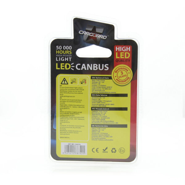 LED sofit pentru plafoniera si numar de inmatriculare Carguard CAN116, 31 mm, 170 lumeni, 12V, set 2 buc - imagine 5