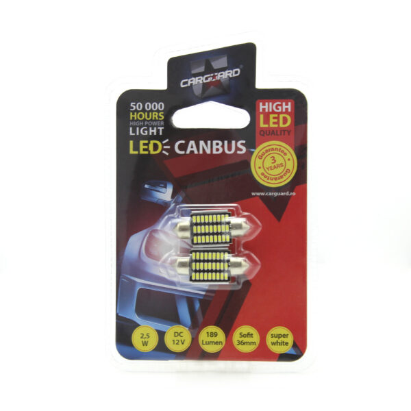 LED sofit pentru plafoniera si numar de inmatriculare Carguard CAN117, 36 mm, 189 lumeni, 12V, set 2 buc - imagine 4