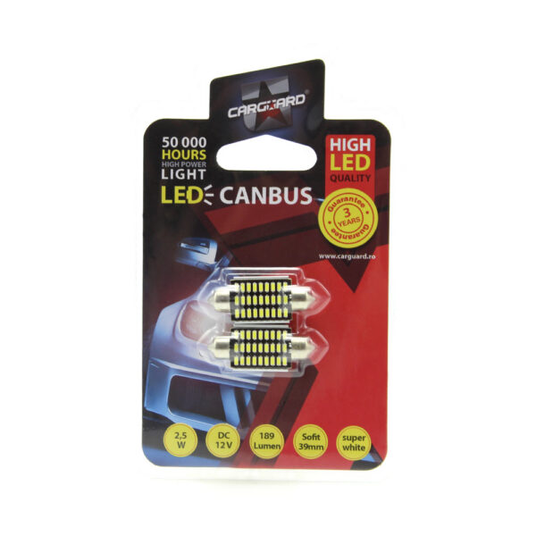 LED sofit pentru plafoniera si numar de inmatriculare Carguard CAN118, 39 mm, 189 lumeni, 12V, set 2 buc - imagine 4