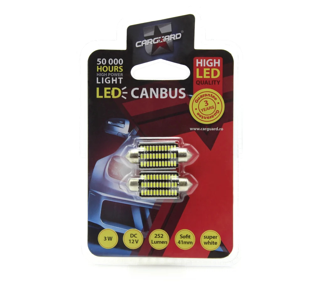 LED sofit pentru plafoniera si numar de inmatriculare Carguard CAN119, 41 mm, 252 lumeni, 12V, set 2 buc 3 LED sofit pentru plafoniera si numar de inmatriculare Carguard CAN119, 41 mm, 252 lumeni, 12V, set 2 buc
