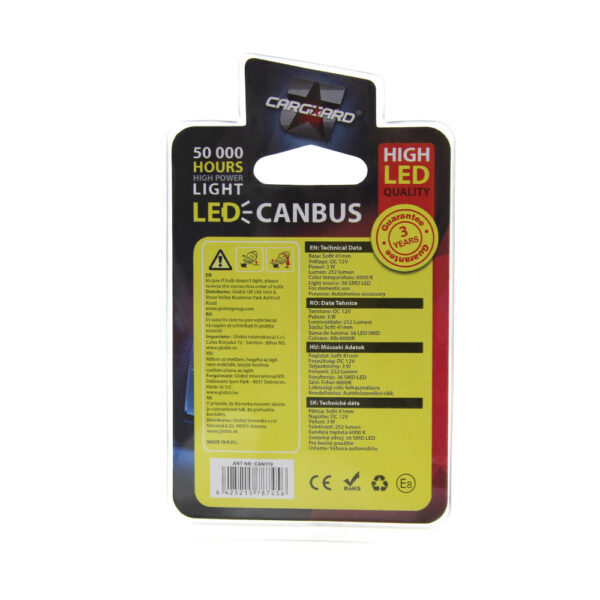 LED sofit pentru plafoniera si numar de inmatriculare Carguard CAN119, 41 mm, 252 lumeni, 12V, set 2 buc - imagine 5