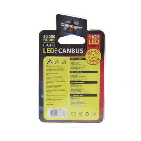 LED auto auxiliar Carguard CAN121, 300 lumeni, T10, Canbus, 12V, set 2 buc - imagine 5