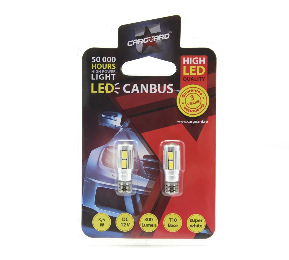 LED auto auxiliar Carguard CAN121, 300 lumeni, T10, Canbus, 12V, set 2 buc