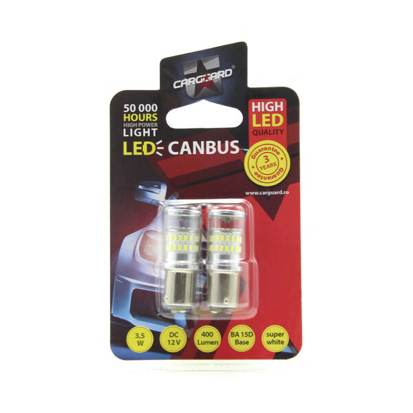 LED auto auxiliar Carguard CAN124, 400 lumeni, BA15D, Canbus, 12V, set 2 buc - imagine 5