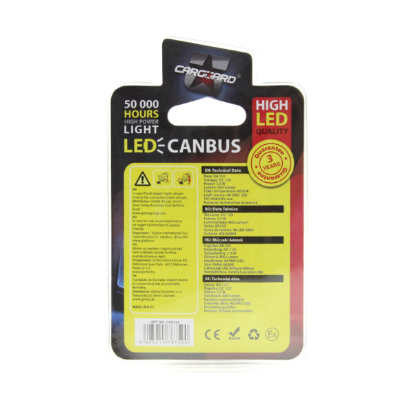 LED auto auxiliar Carguard CAN124, 400 lumeni, BA15D, Canbus, 12V, set 2 buc - imagine 6