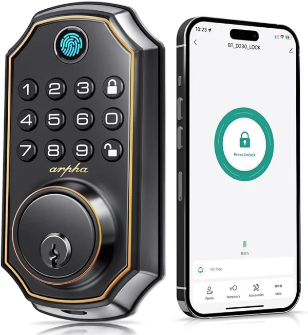 Incuietoare inteligenta Arpha D280, Amprenta, Aplicatie smart, PIN, Wifi, Bluetooth, Cheie, Tuya - imagine 1