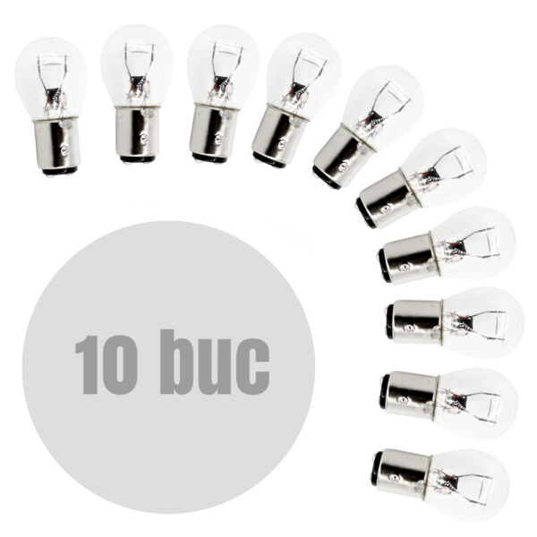 Bec auto P21/5W BAY15d 12V 21/5W Carguard, set 10 bucati - imagine 1