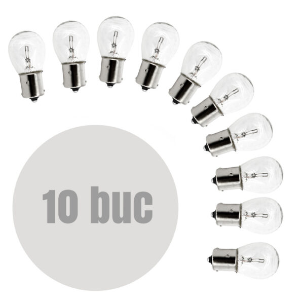 Bec auto P21W BA15s 12V 21W Carguard, set 10 bucati - imagine 1
