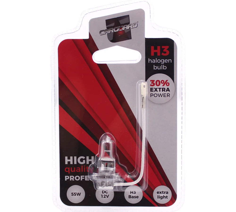 Bec halogen H3 12V 55W Carguard, +30% intensitate