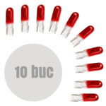 Bec pentru bord T5 12V 2W Carguard, set 10 bucati, rosu