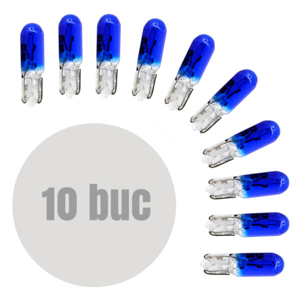 Bec pentru bord T5 12V 2W Carguard, set 10 bucati, albastru - imagine 1