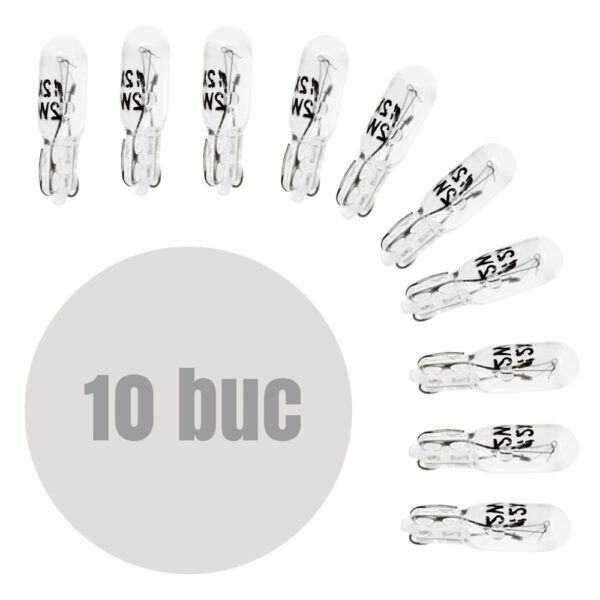 Bec auto T5 12V 2W, set 10 buc, Carguard - imagine 1