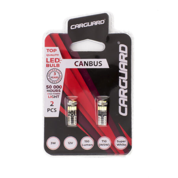 LED pentru interior/portbagaj Carguard CAN127, 150 lumeni, T10 (W5W), 12V, set 2 buc - imagine 2