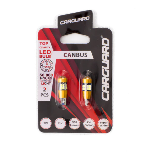 LED pentru interior/portbagaj Carguard CAN130, 300 lumeni, T10 (W5W), 12V, set 2 buc - imagine 2