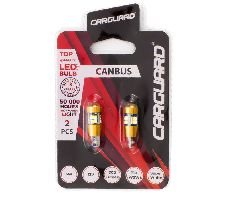 LED pentru interior/portbagaj Carguard CAN130, 300 lumeni, T10 (W5W), 12V, set 2 buc