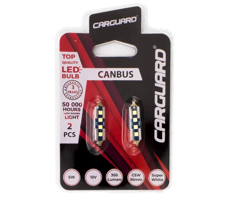 LED pentru interior/portbagaj Carguard CAN137, 450 lumeni, SOFIT 39 mm, 12V, set 2 buc