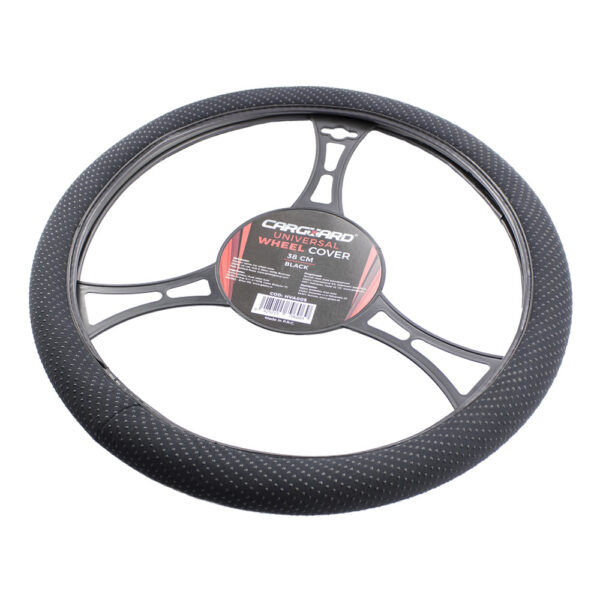 Husa volan auto Carguard, perle, 38 cm, negru - imagine 5