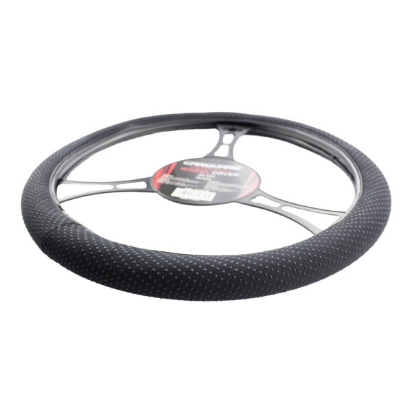 Husa volan auto Carguard, perle, 38 cm, negru - imagine 4