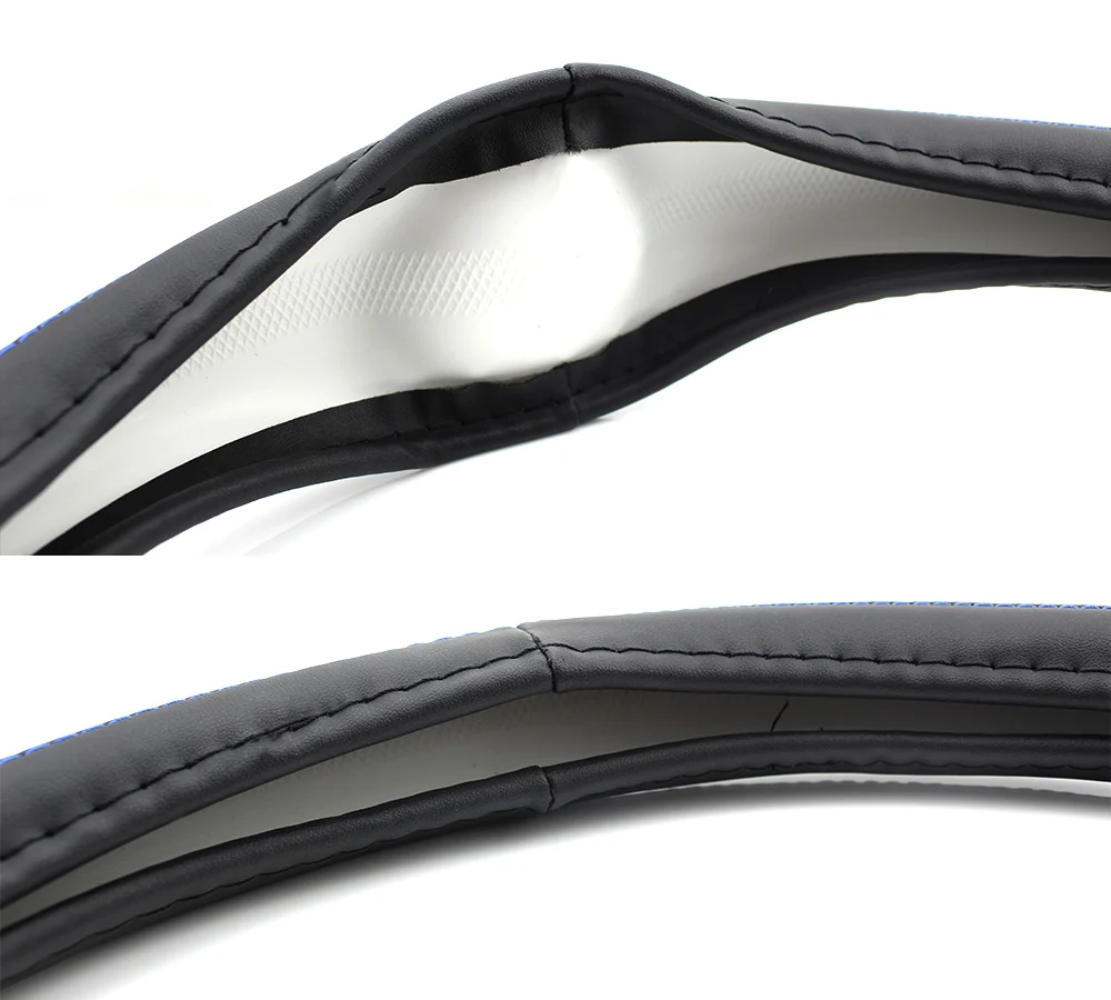 Husa volan auto Carguard, negru/gri, piele ecologica, 38 cm