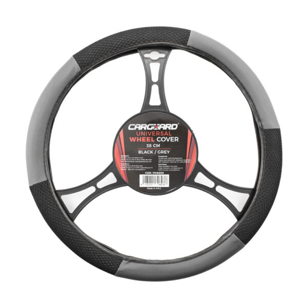 carguard-husa-volan-auto-negru-gri-2.jpg Husa volan auto Carguard, negru/gri, piele ecologica, 38 cm - imagine 1