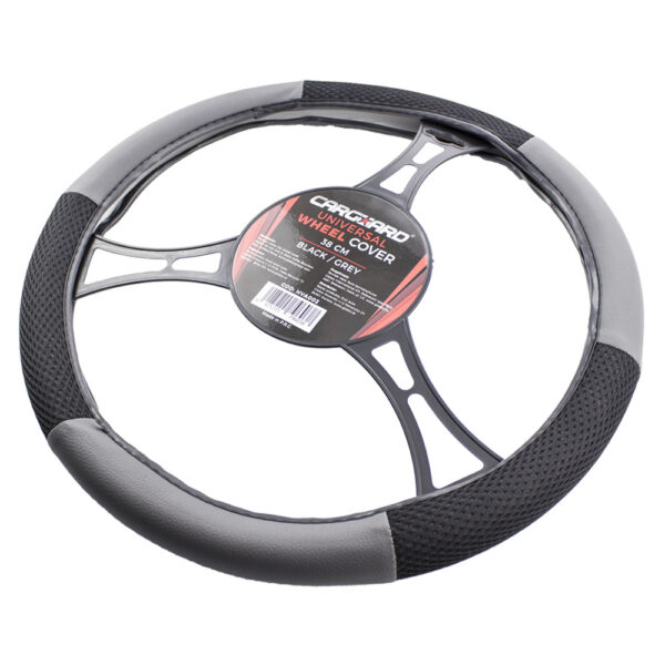 Husa volan auto Carguard, negru/gri, piele ecologica, 38 cm - imagine 5