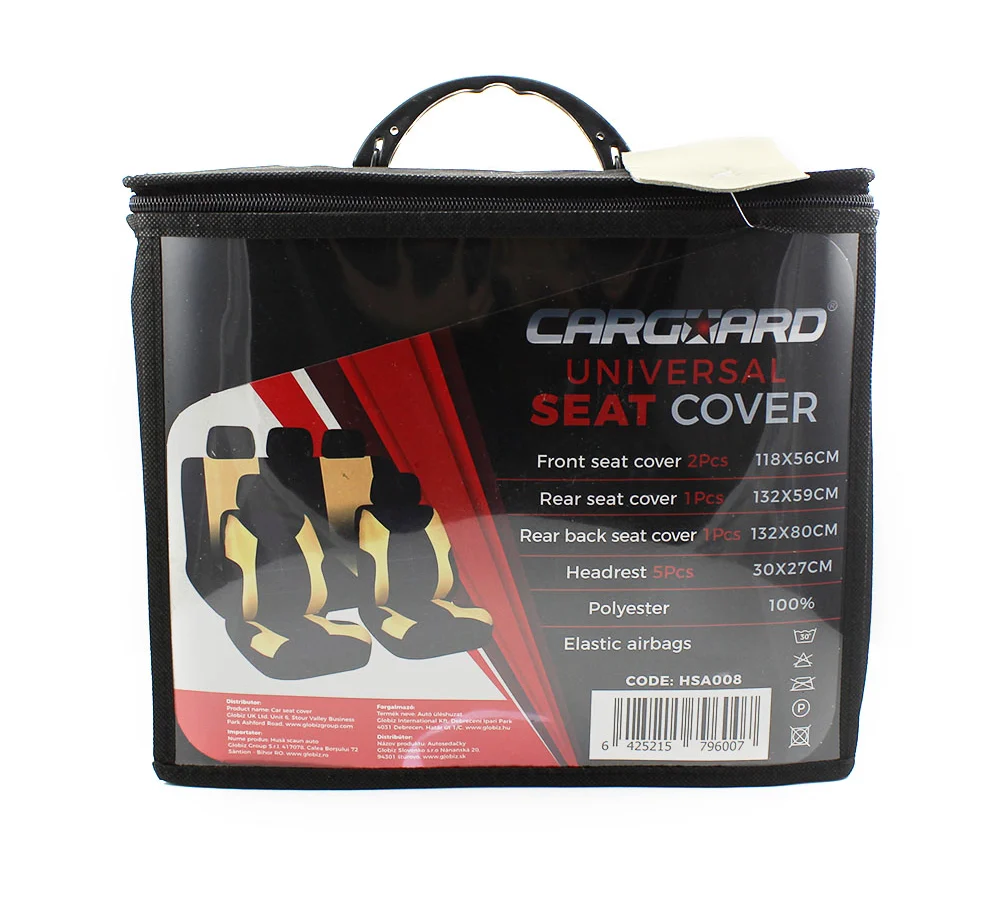 Huse universale scaune auto Carguard, Elegance, poliester, negru + bej