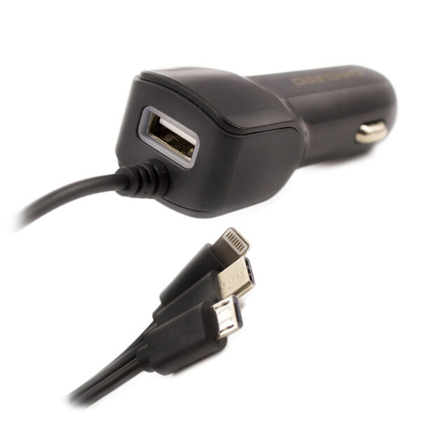 Incarcator auto universal Carguard, Type-C, Micro-USB, Lightning, 2100mA - imagine 1