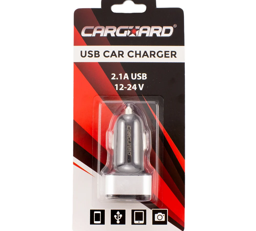 Incarcator auto USB Carguard, 2100mA, negru/gri