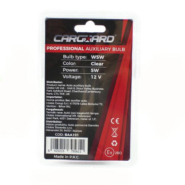 Set 2 becuri auto W5W 12V 5W, Carguard - imagine 3