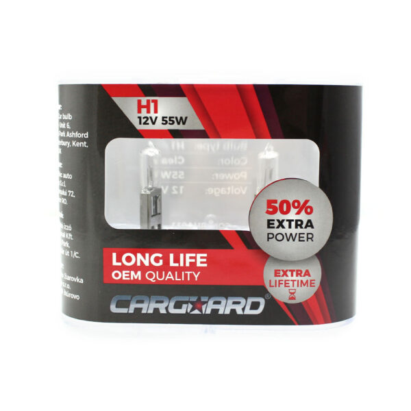 Set 2 becuri Halogen H1 12V 55W Carguard, +50% intensitate, Long Life - imagine 3
