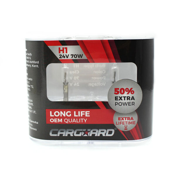 Set 2 Becuri Halogen H1 24V 70W Carguard, +50% intensitate, Long Life - imagine 3