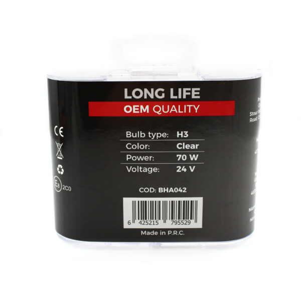 Set 2 becuri Halogen H3 24V 70W Carguard, +50% intensitate, Long Life - imagine 3
