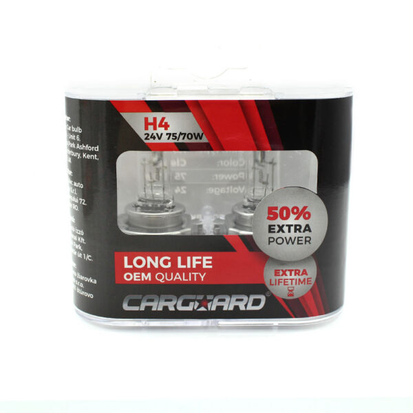 Set 2 becuri Halogen H4 24V 70W Carguard, +50% intensitate, Long Life - imagine 1
