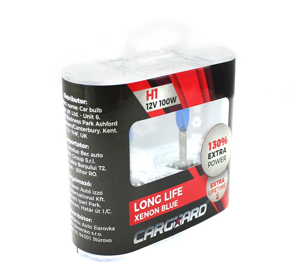 Set 2 becuri Halogen H1 12V 100W Carguard, +130% intensitate, Long Life