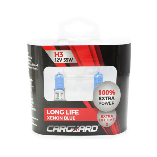 Set 2 becuri Halogen H3 12V 55W Carguard, +100% intensitate, Long Life - imagine 1