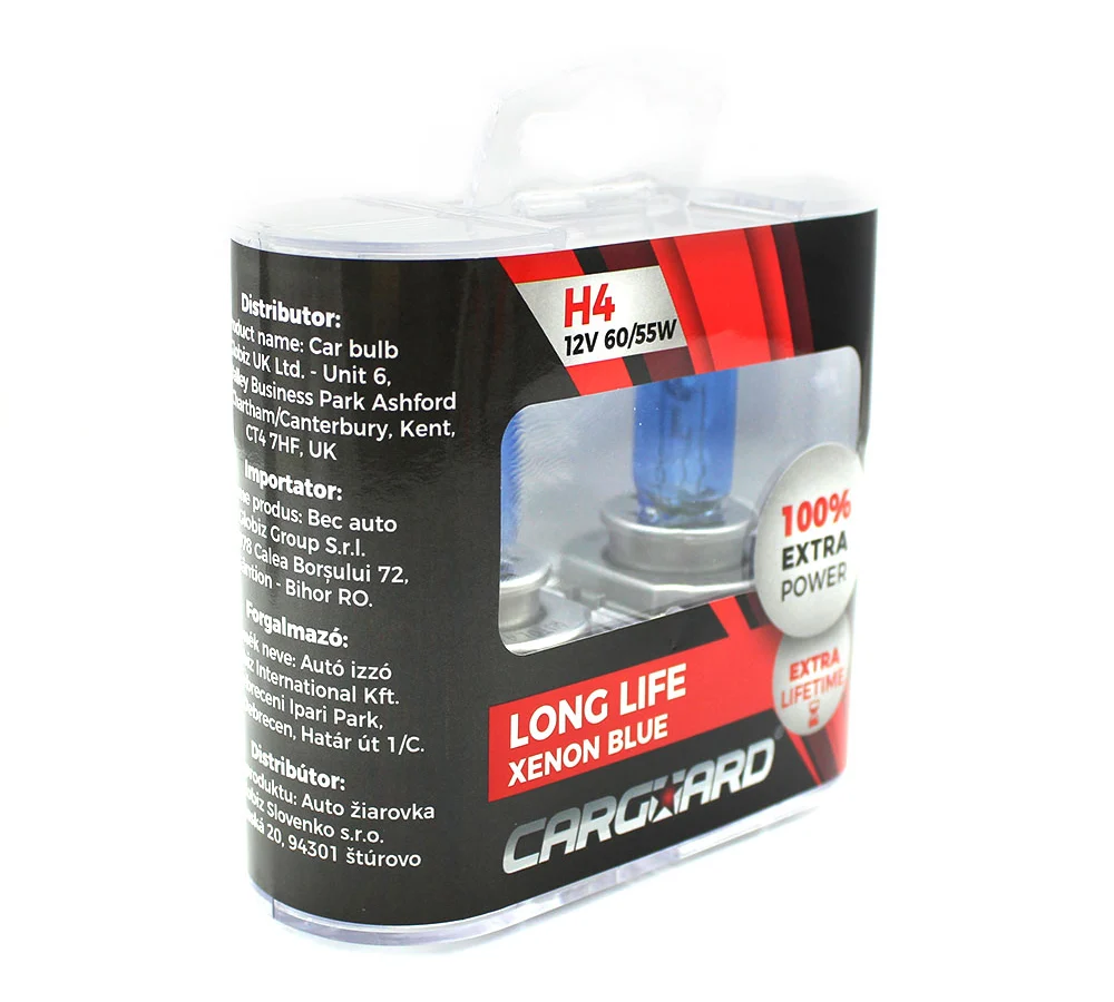 Set 2 becuri Halogen H4 12V 55W Carguard, +100% intensitate, Long Life 3 Set 2 becuri Halogen H4 12V 55W Carguard, +100% intensitate, Long Life