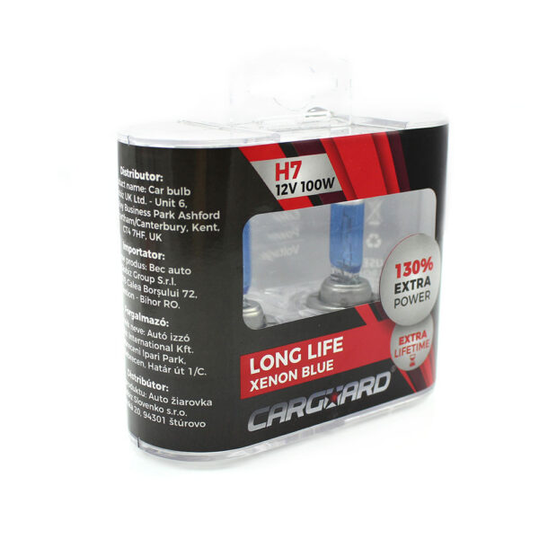 Set 2 becuri Halogen H7 12V 100W Carguard, +130% intensitate, Long Life - imagine 3