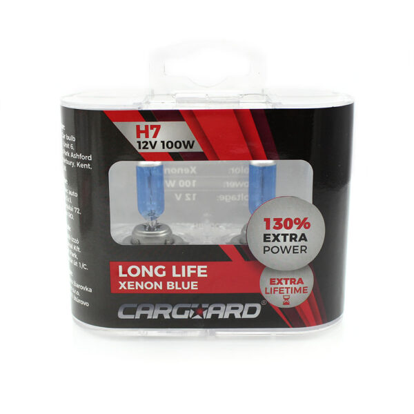 Set 2 becuri Halogen H7 12V 100W Carguard, +130% intensitate, Long Life - imagine 1