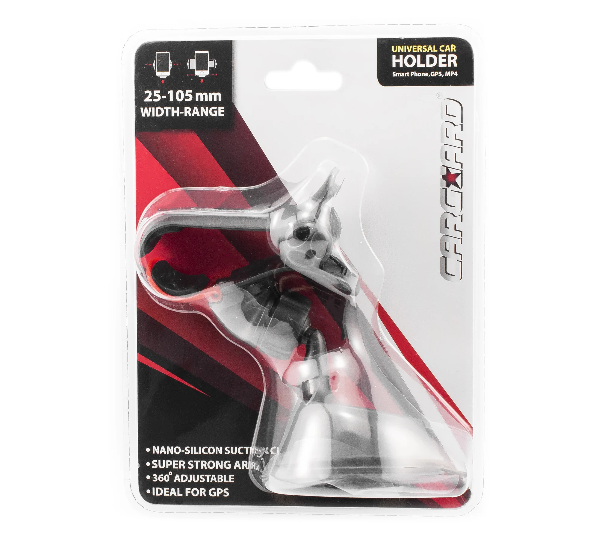 Suport telefon auto Carguard, universal, clips mare, 105 mm, ventuza silicon