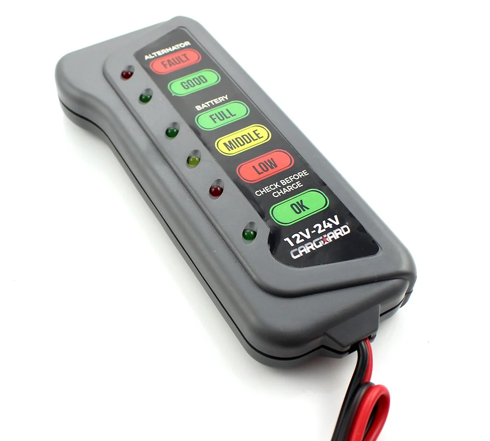 Tester pentru baterie si alternator Carguard, 12V/24V, LED-uri indicatori