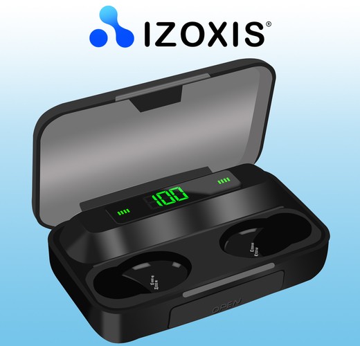Casti Wireless In-ear Izoxis cu Ecran LCD si Powerbank, negre 3 Casti Wireless In-ear Izoxis cu Ecran LCD si Powerbank, negre